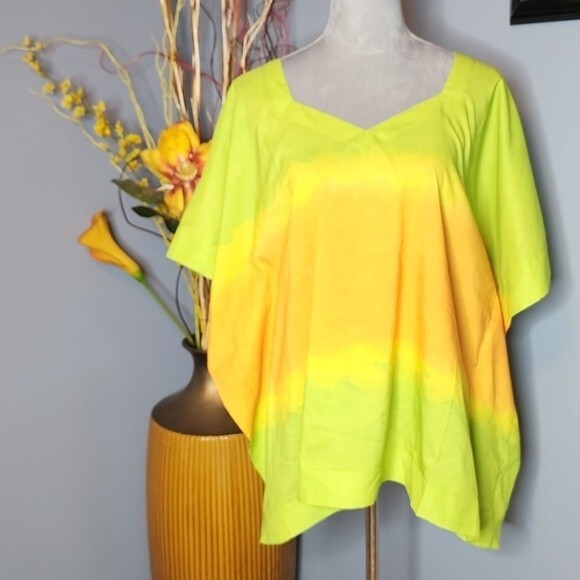 H by Halston Dip Dye Lime Punch Top Size M/L NWT - Picture 1 of 16